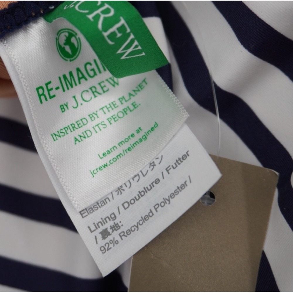 J.Crew Ruched One Shoulder One Piece Navy White Stripe Size 14 Coastal NEW - Picture 8 of 16
